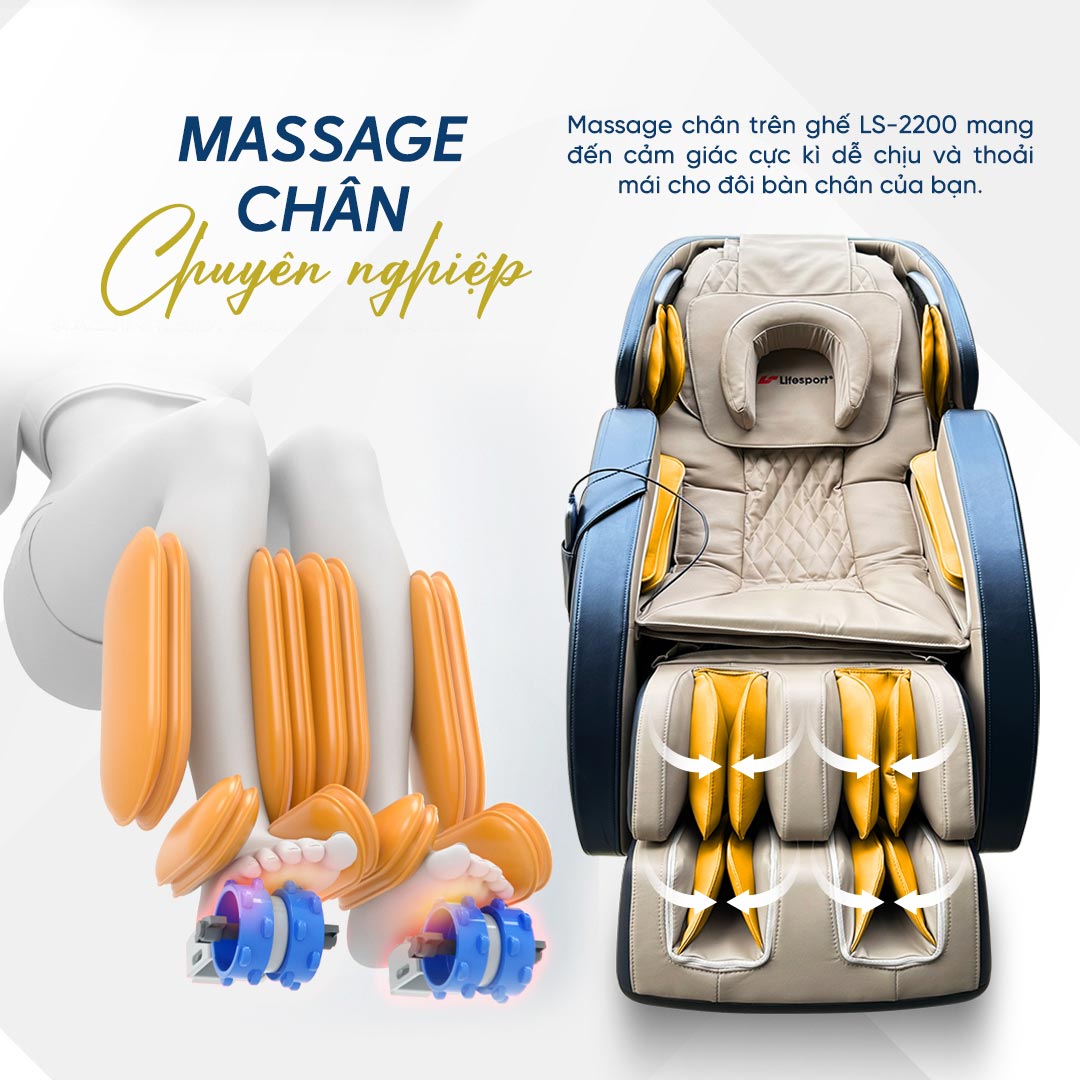 Ghế massage Lifesport LS-2200 giúp mát xa chân chuyên nghiệp