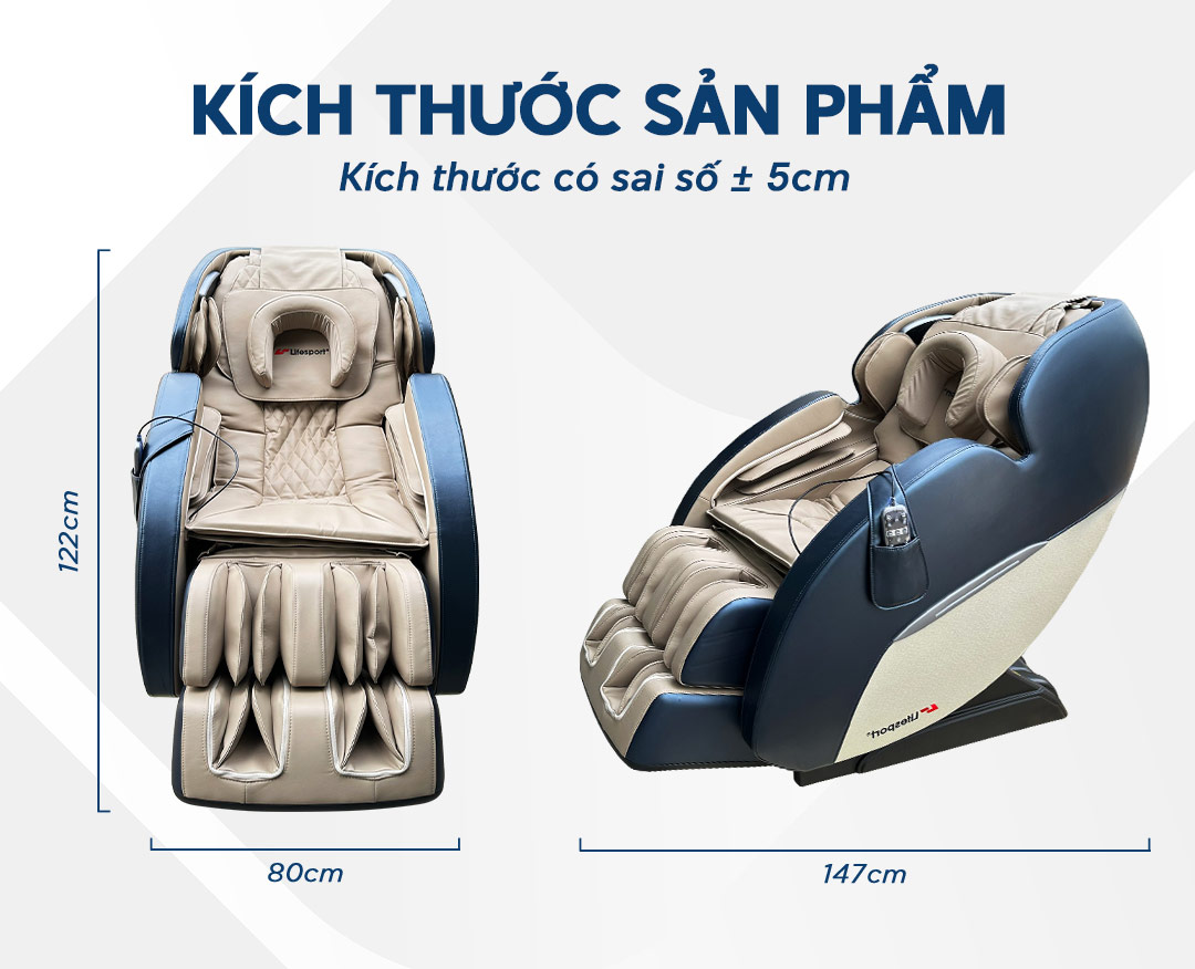Kích thước ghế massage Lifesport LS-2200