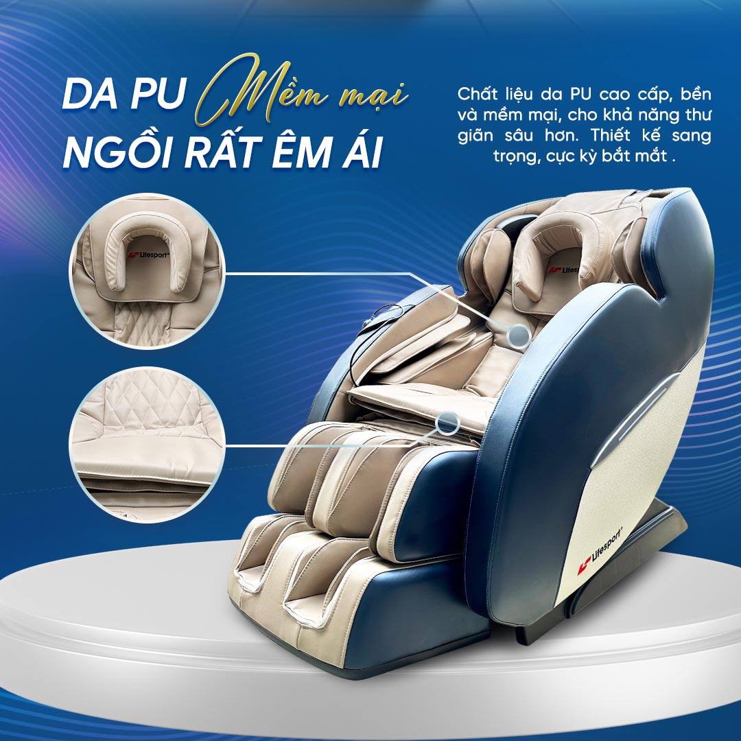 Ghế massage Lifesport LS-2200 có chất liệu da mềm mại