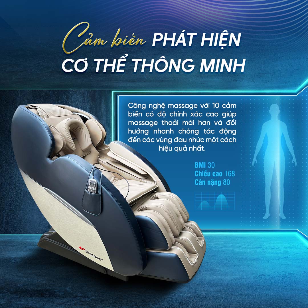 Ghế massage Lifesport LS-2200 có cảm biến phát hiện nhiệt