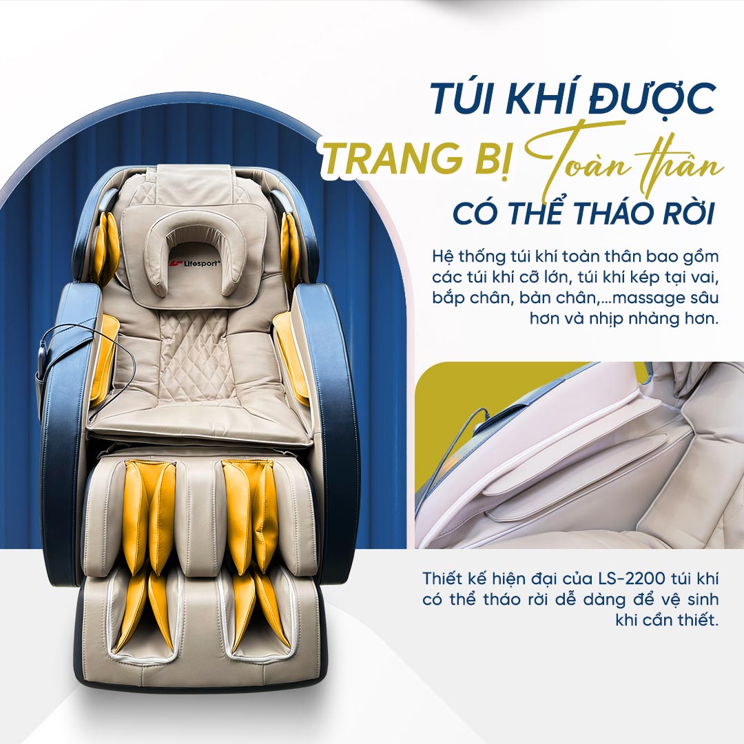 Ghế massage Lifesport LS-2200 có túi khi toàn thân