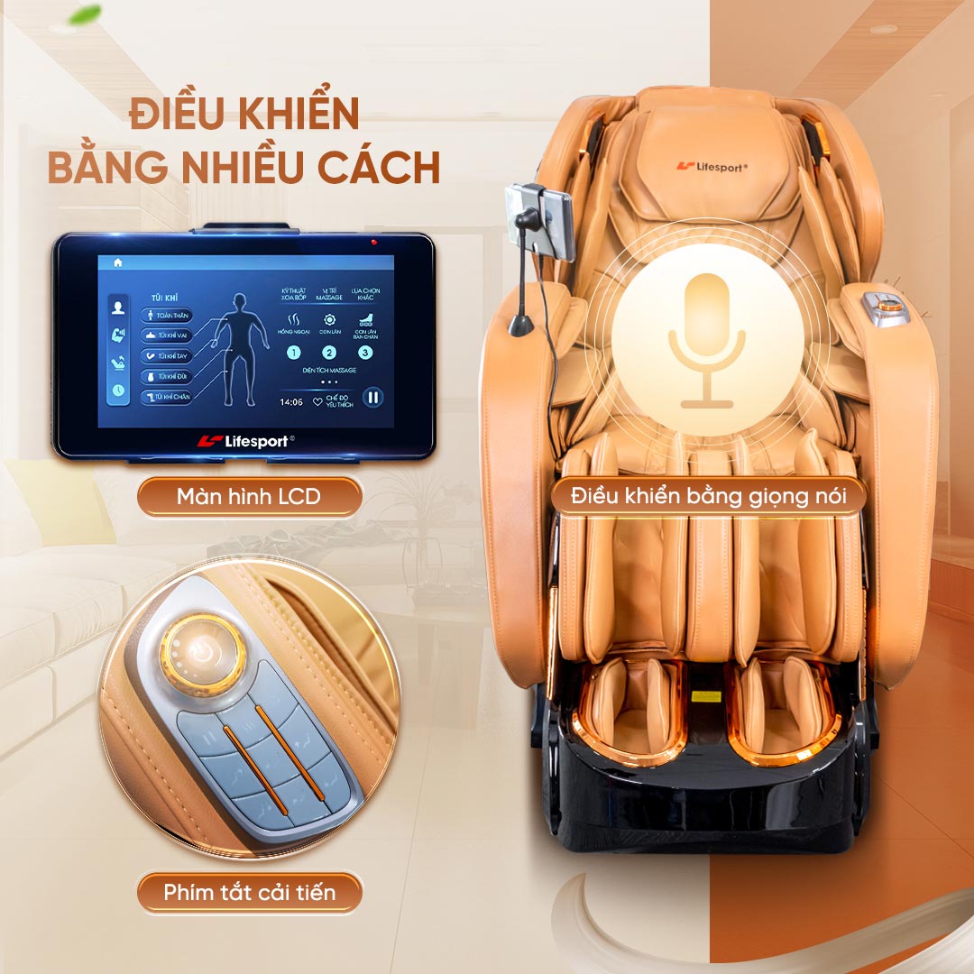 Ghế massage Lifesport LS-799 có nhiều cách điều khiển