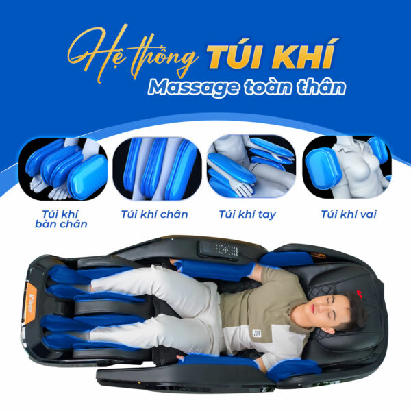 Ghế Massage Lifesport LS-699 được trang bị hệ thống túi khí toàn thân