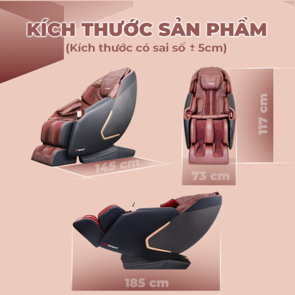 Ghế massage Lifesport LS-900 có kích thước rộng rãi