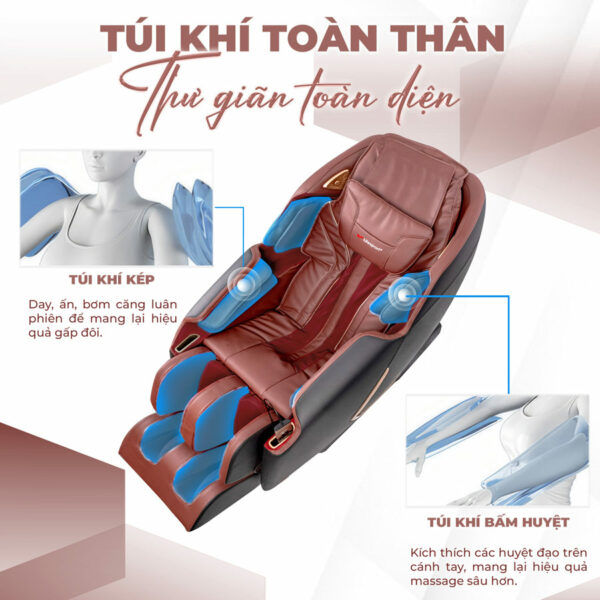 Ghế massage Lifesport LS-900 được trang bị túi khí toàn thân