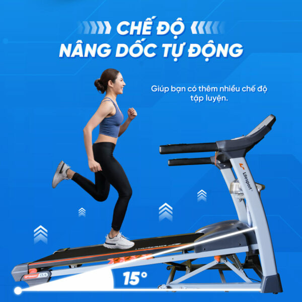 Máy Chạy Bộ Lifesport LS-6 trang bị chế độ nâng dốc