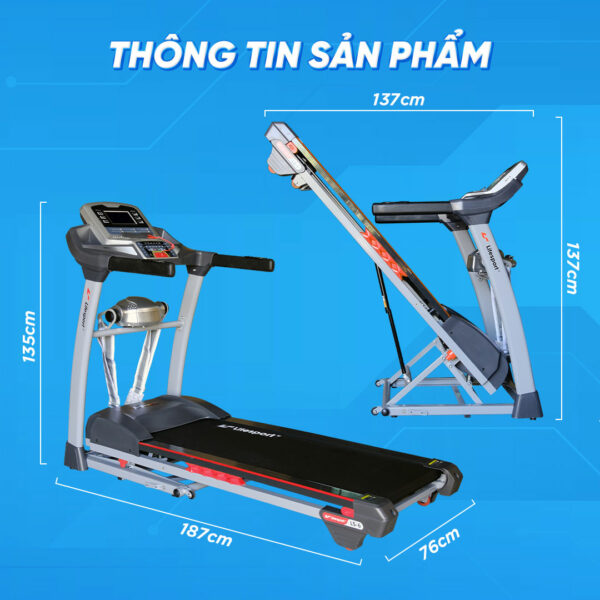 kích thước sản phẩm Máy Chạy Bộ Lifesport LS-6