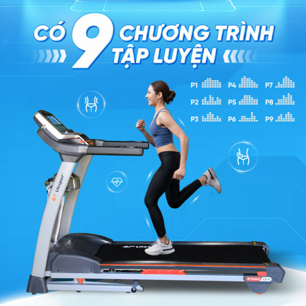 Máy Chạy Bộ Lifesport LS-6 có 9 chương trình tập luyện