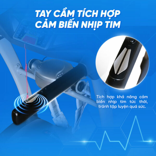Máy Chạy Bộ Lifesport LS-6 có tích hợp cảm biến nhịp tim ở tay cầm