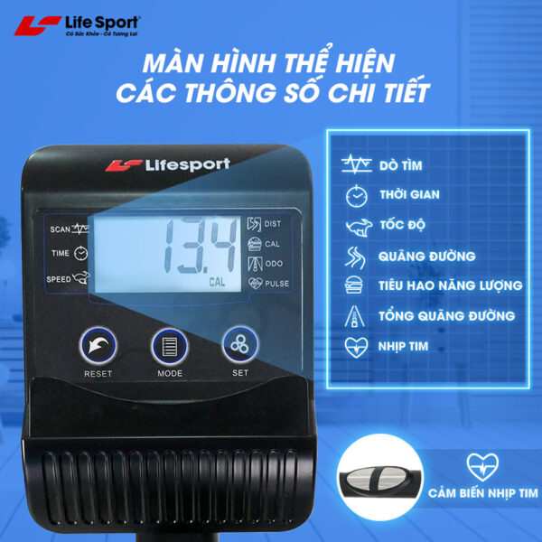 Xe Đạp Tập Thể Dục Lifesport LS-5977 có màn hình hiển thị các thông số rõ ràng