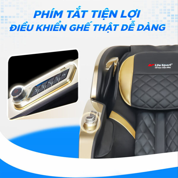 Ghế massage Lifesport LS-599 trang bị phím tắt điều khiển tiện lợi