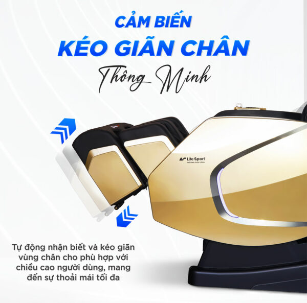 Ghế massage Lifesport LS-599 có chế độ cảm biến kéo dài chân thông minh