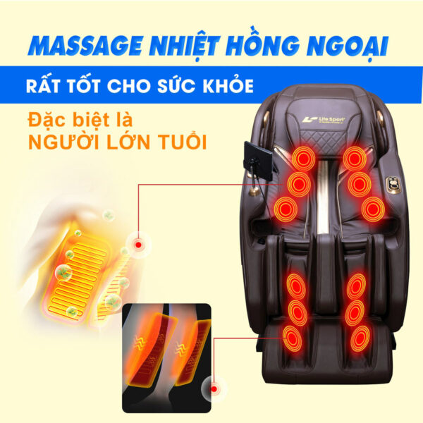 Ghế massage Lifesport LS-369 có chế độ mát xa nhiệt hồng ngoại