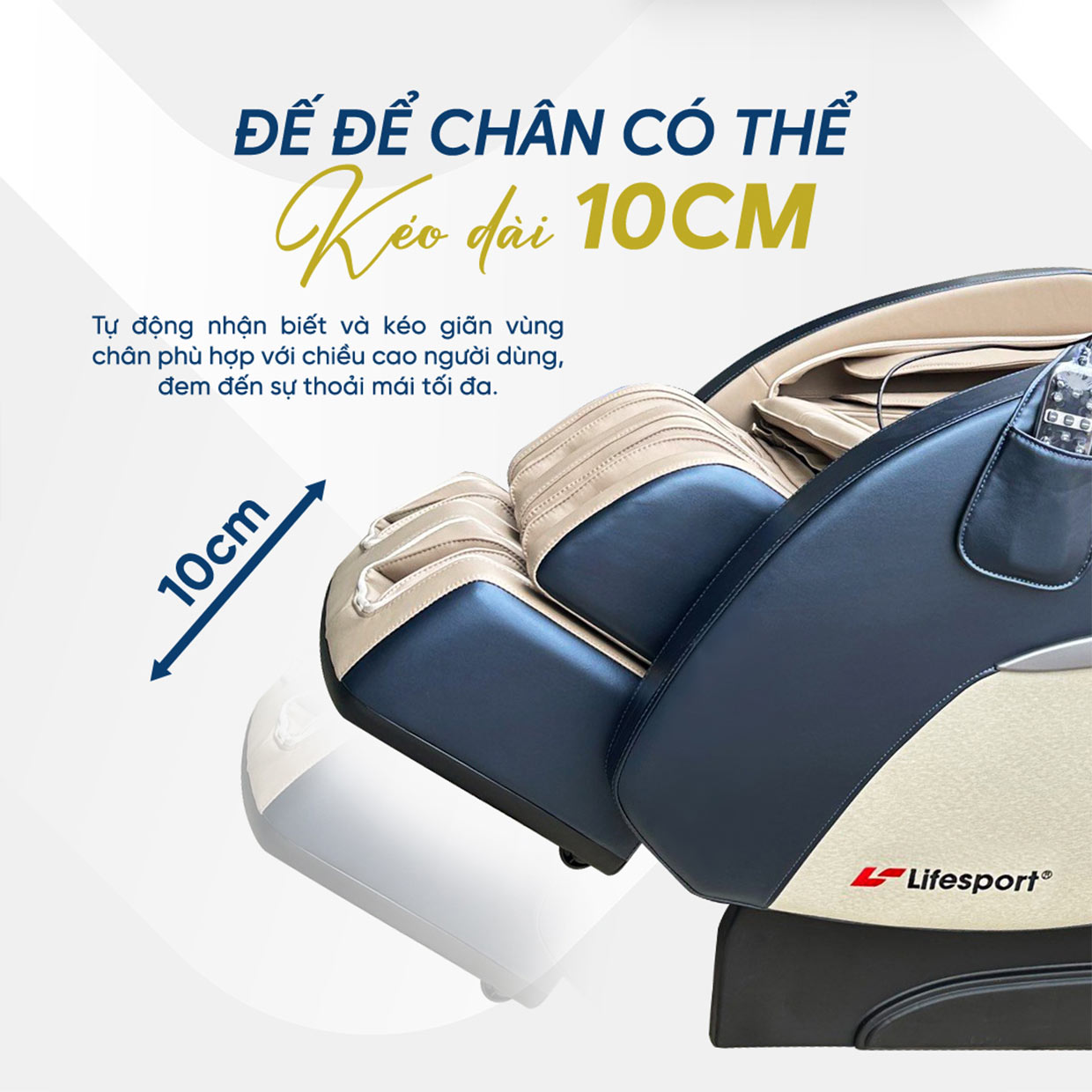 Ghế massage Lifesport Ls-2200 trang bị tính năng kéo giãn chân