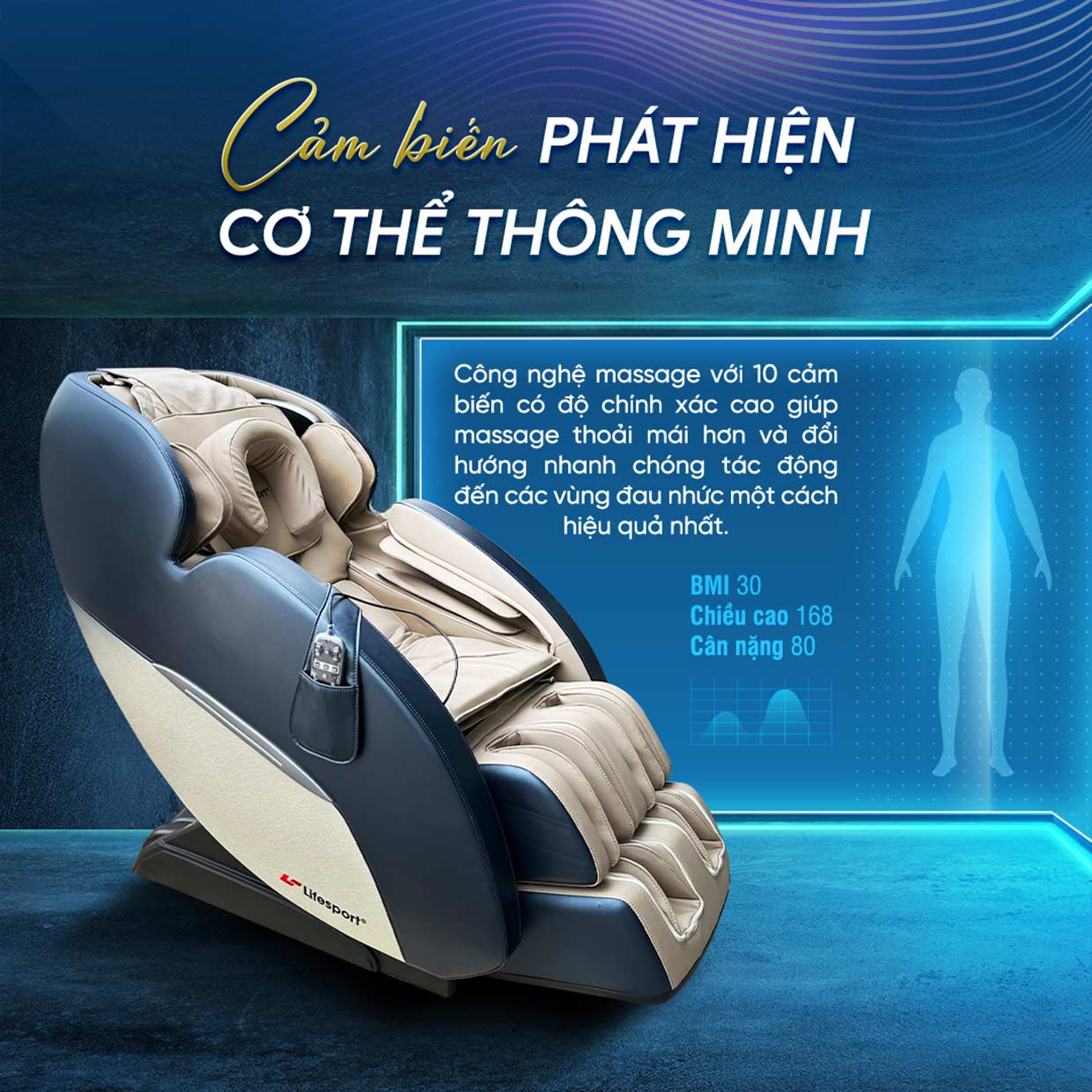 Ghế massage Lifesport LS-2200 trang bị cảm biến thông minh