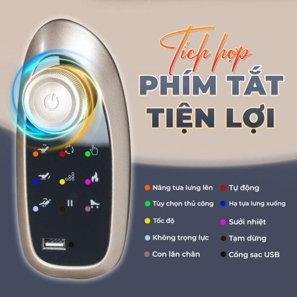 Ghế massage Lifesport LS-359 tích hợp hệ thống phím tắt điều khiển nhanh chóng