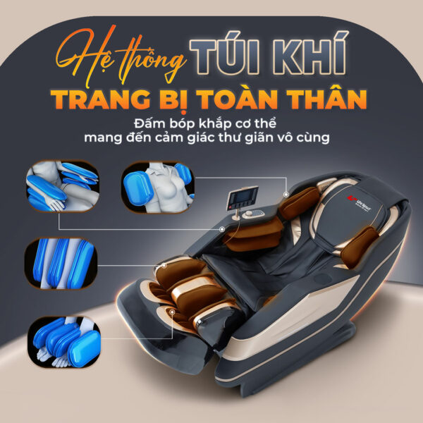 Ghế massage Lifesport LS-359 - Trang bị hệ thống túi khí toàn thân