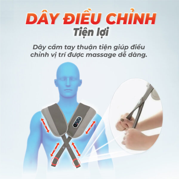 Dây điều chỉnh trên đai massage cổ Sakuchi UK-878 có thể cố định vùng massage